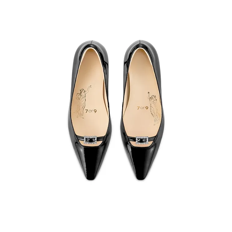 7or9 Ebony Slim Heel Air Cotton High Heels 7cm Women's Black-3