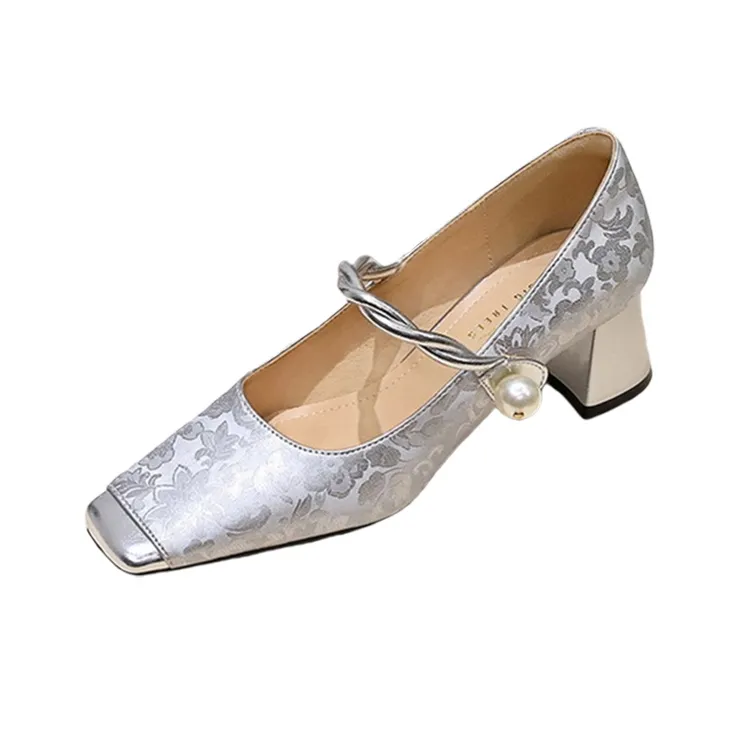 BIGTREE Chunky Heel High Heels 5cm Women's-1