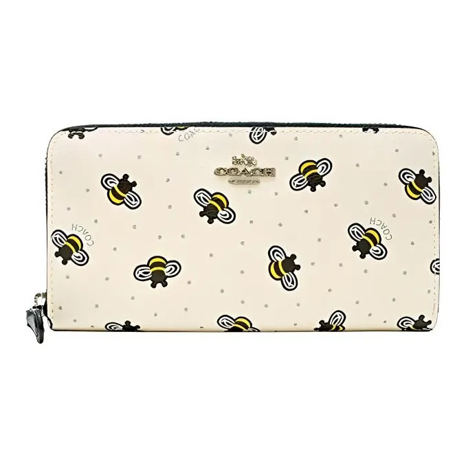 COACH PVC Polyvinyl Chloride Wallet Women's White With Light Blue Polka Dots-0