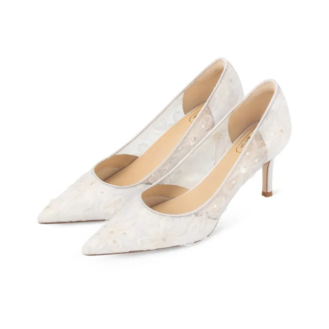 7or9 White Magnolia High Heels 7cm Women's White-1