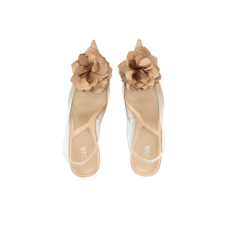 ZARA Slim Heel High Heels 9.5cm Women's Transparent-3