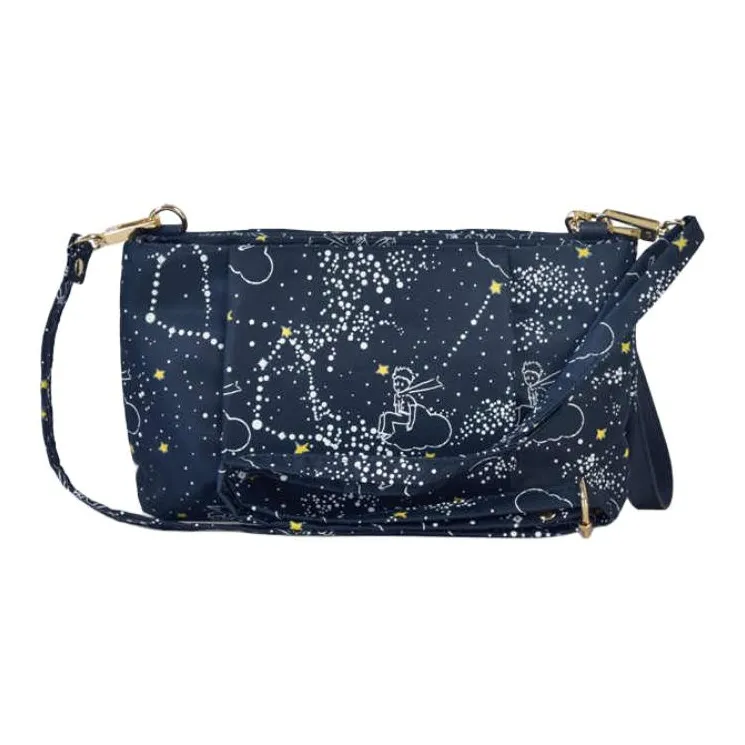 FX CREATIONS Nylon Bean Bag One Shoulder Crossbody Clutch Women's Navy Blue-3