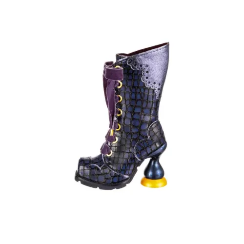 IRREGULAR CHOICE Dark Tower Ankle Boots 10.8cm Women's Blue Purple