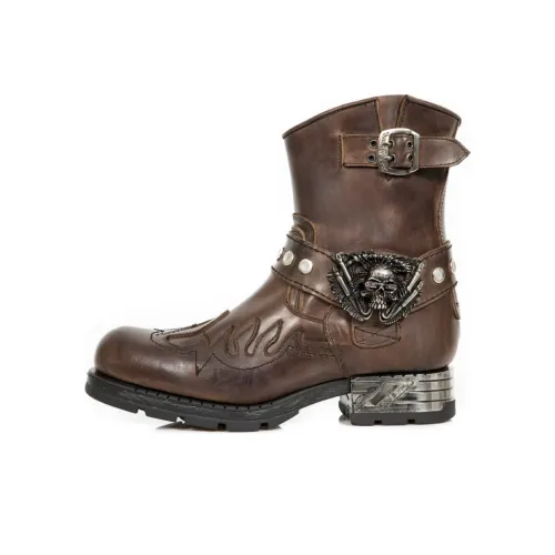 NEW ROCK Ankle Boots 5cm Unisex Brown