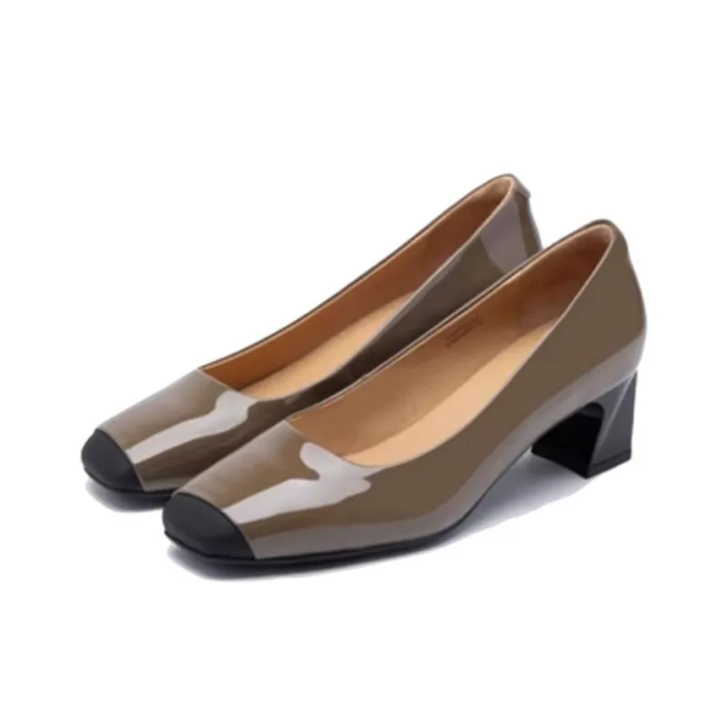 Satchi Chunky Heel High Heels 5cm Women's Light Coffee-2