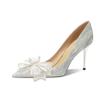 MCKP Cupid's Love Slim Heel High Heels 8cm Women's Silver