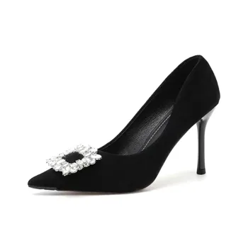 LUNNIFEIYA Mature Lady Slim Heel High Heels Women's Black