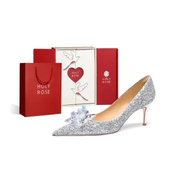 Holy Rose French Crystal Shoes Box High Heels 10cm Women's