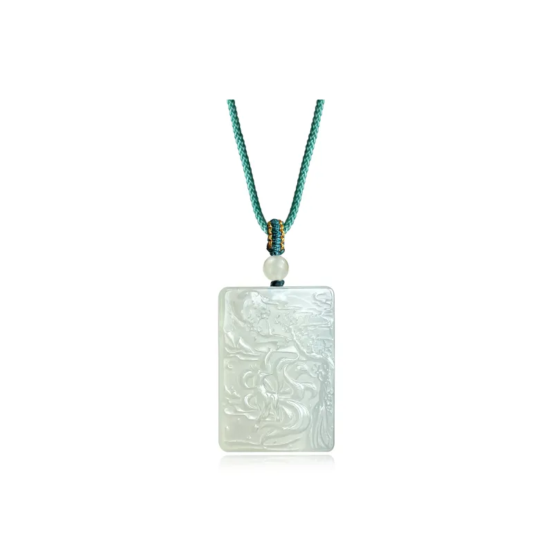 Tang Zhi Natural Serpentine Jade Necklaces Women's-0