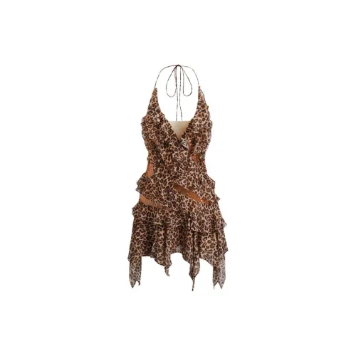 JELLOJELLO Slip Dresses Women's Leopard Print