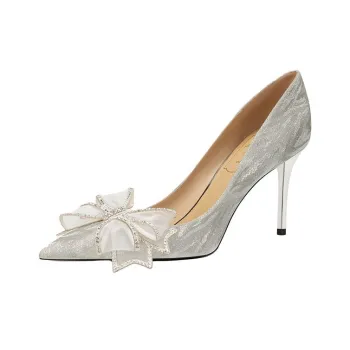 Zubumei Slim Heel High Heels 8cm Women's Silver