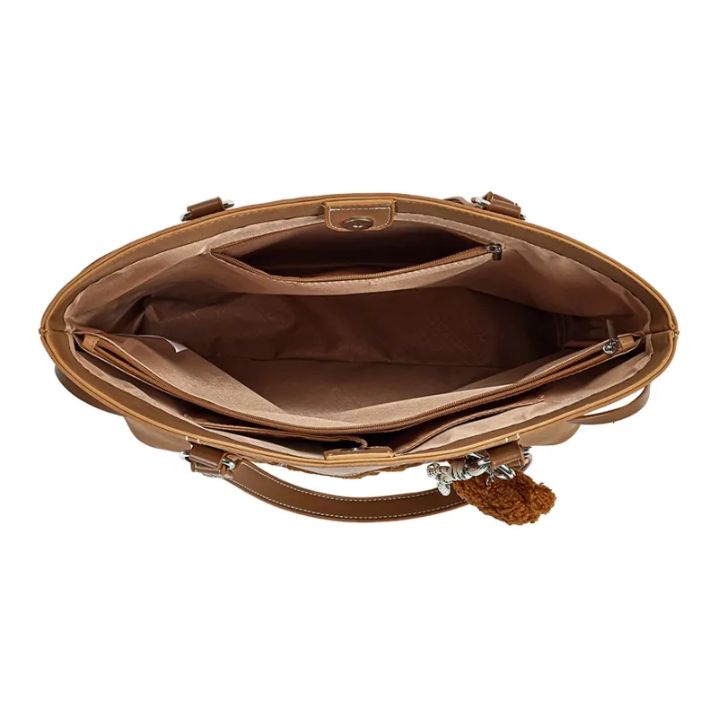 Miffy Synthetic Leather Tote Bag, Shopping Bag, Shoulder Bag Women's Brown/Light Brown-4