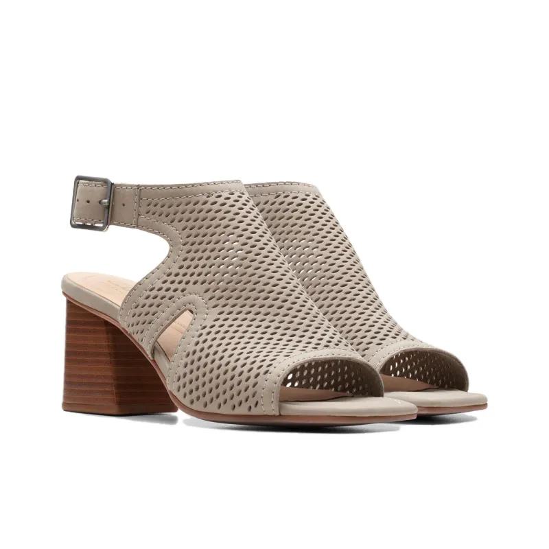 Clarks Siara 65 Flow Stone Chunky Heel High Heels 6.5cm Women's Gray-2