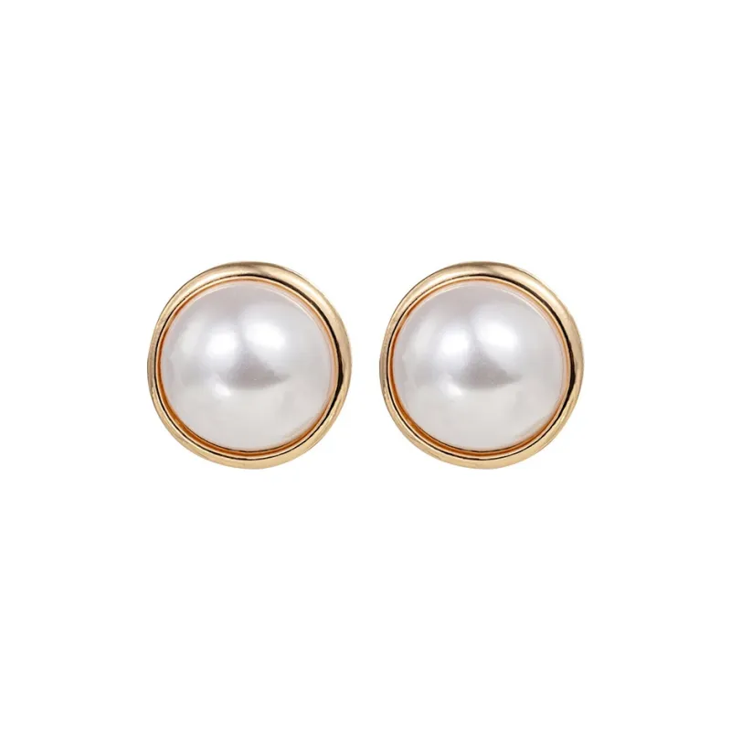 Yiru Round Bead Alloy Stud Earrings Women's-0