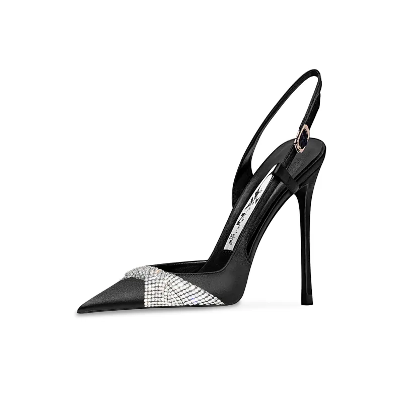 Ganxiaojie Slim Heel High Heels Women's Black-1
