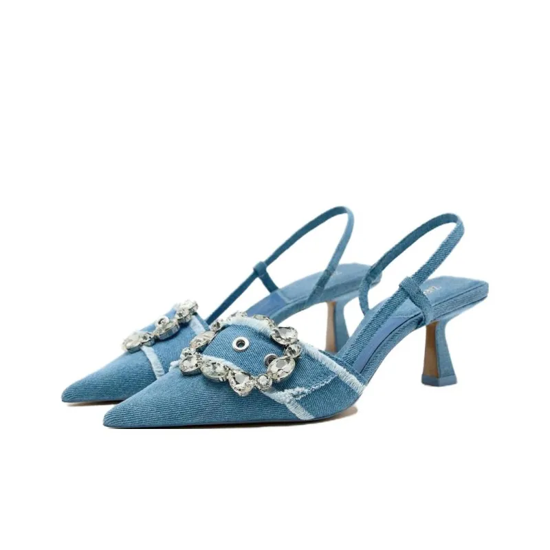 ZARA Slim Heel High Heels Women's Sea Blue-1