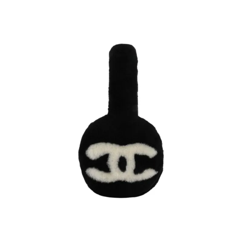 CHANEL Lambskin Shearling Earmuffs Women's Black-0