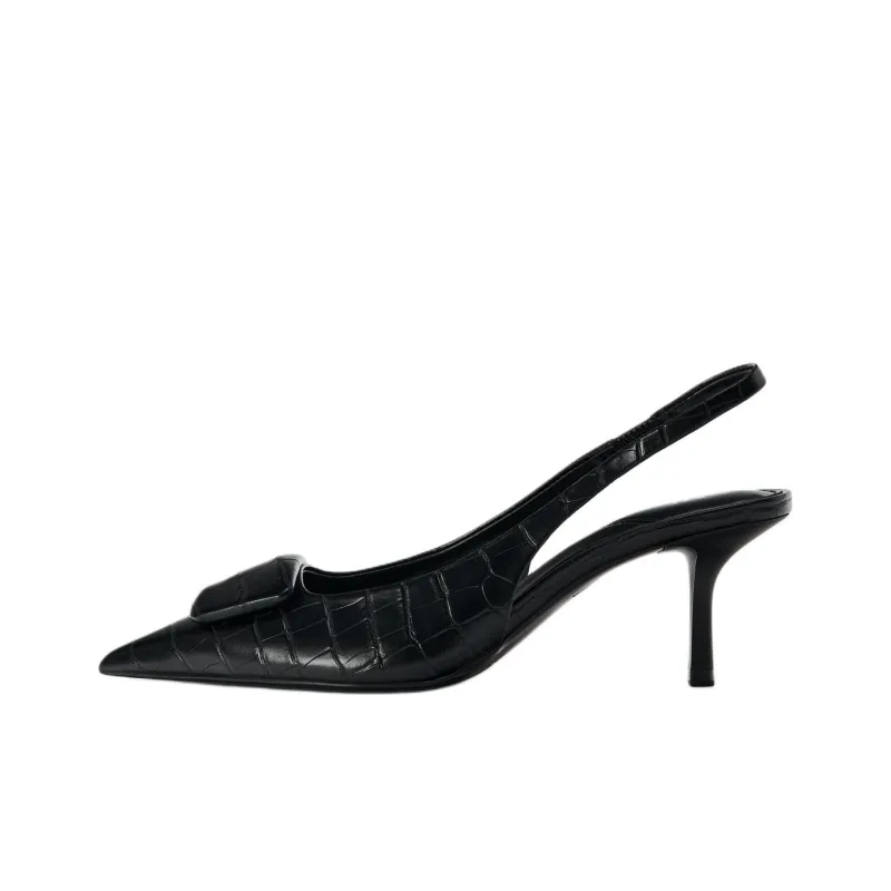 ZARA Slim Heel High Heels 6.5cm Women's Black-0