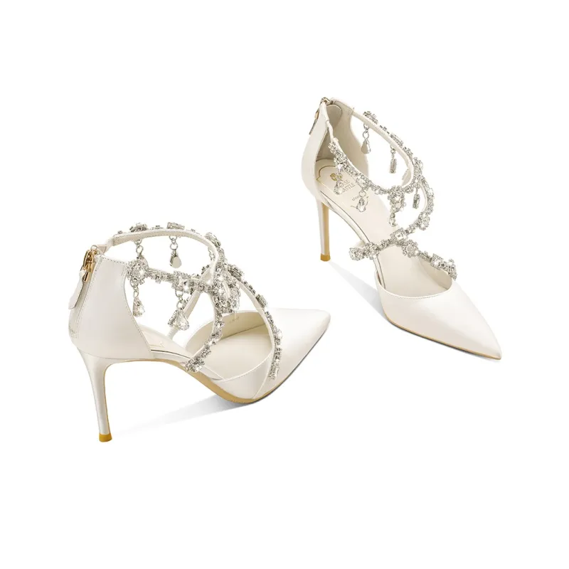 ROSE CASTLE Slim Heel High Heels 8.5cm Women's White-1
