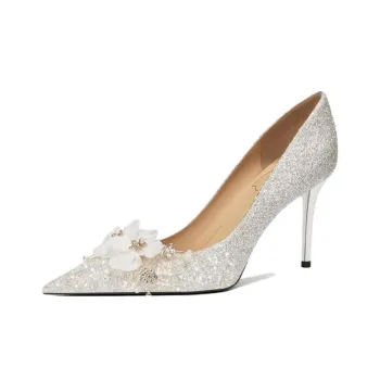 Zubumei Slim Heel High Heels Women's Pearl White