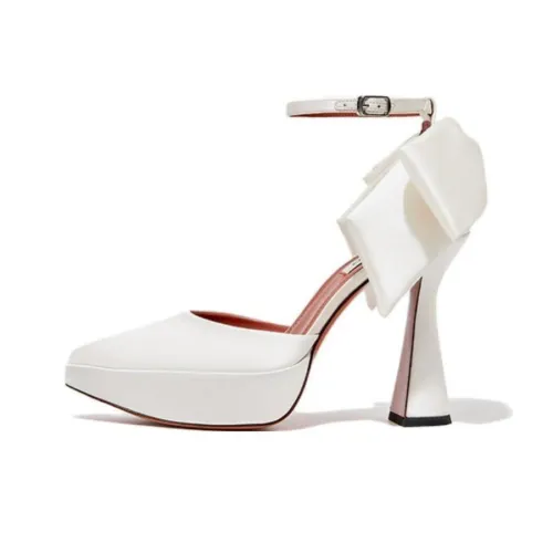 SHOESZOOO Main Yarn Wedding Shoes Chunky Heel High Heels 12cm Women's White