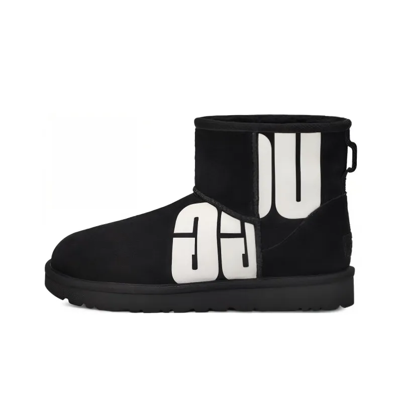 UGG Mini Broken Logo Boot 'Black White' Women's-0