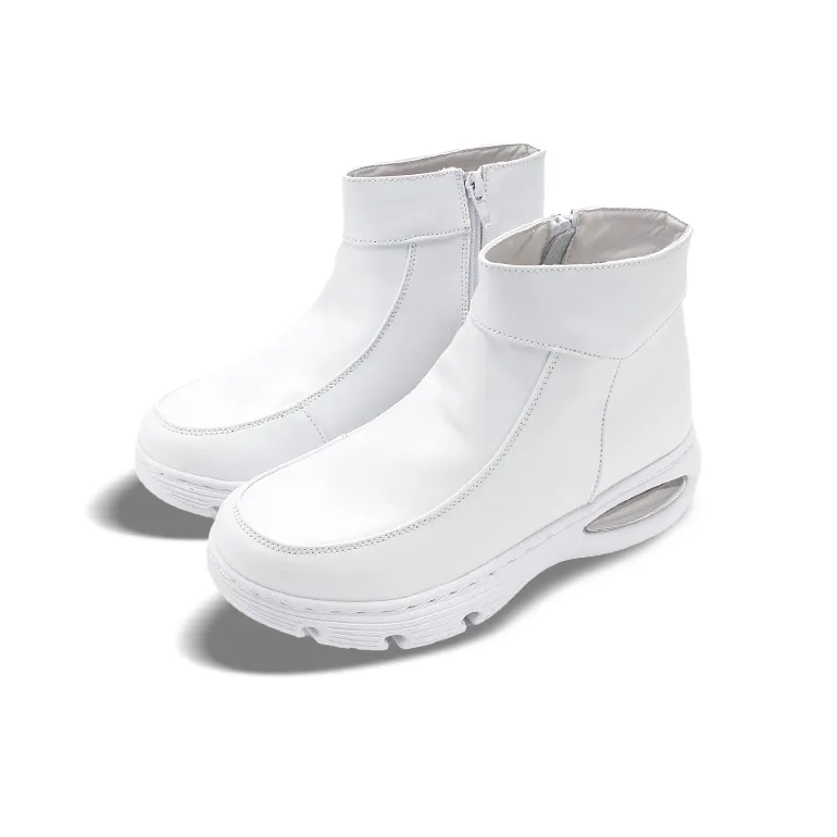 Cherry Blossoms Worm Shaped Cushion Ankle Boots 3.5cm Women's White-2