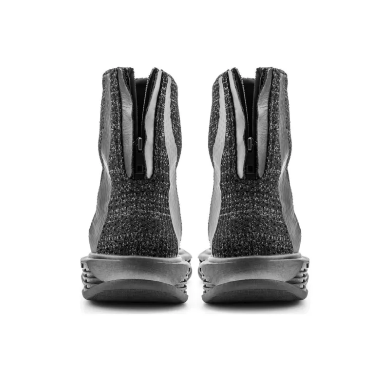 NORVINCY Short Mid Calf Martin Boot Unisex Black Gray Color-4