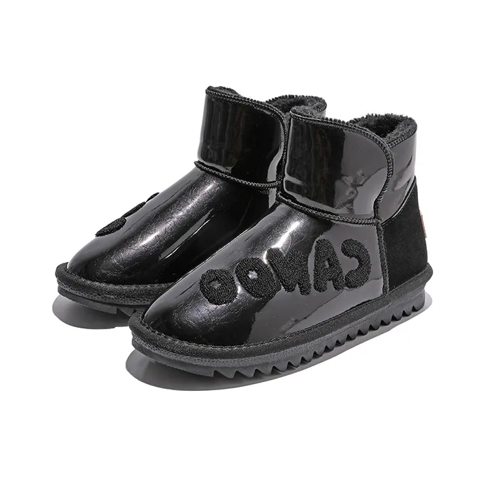 HUANQIU Warm Coverage Crew Snow Boots Unisex Black-4