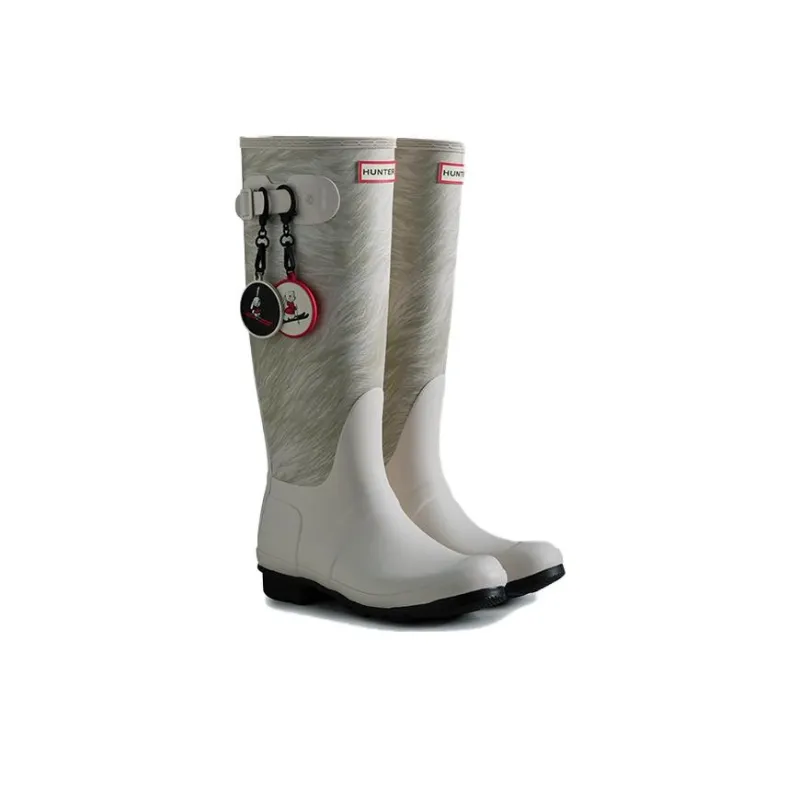 HUNTER Water Resistant Slip Resistant Rain Boots Women's Pearl White-1