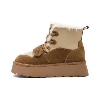 EBLAN Durable Warm Crew Snow Boots Women's Chestnut
