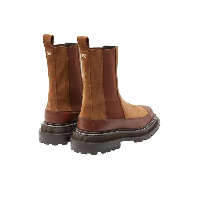 Sandro Short Chelsea Boots Women's Camel Brown-3