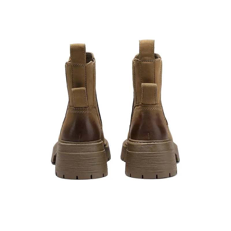 SELAIYA Short Chelsea Boots Women's Khaki-4