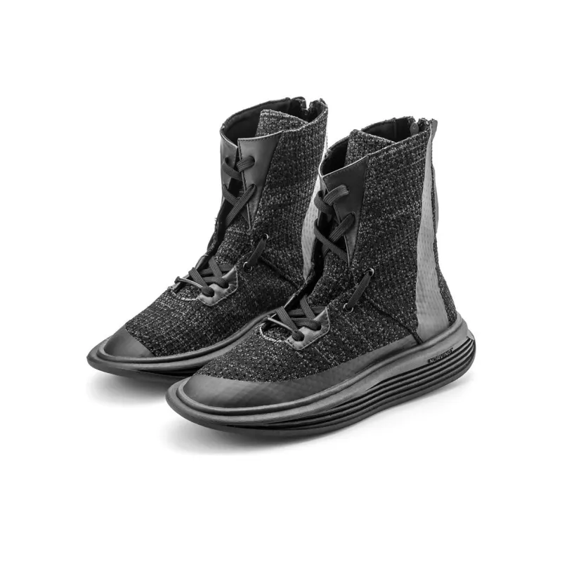 NORVINCY Short Mid Calf Martin Boot Unisex Black Gray Color-3