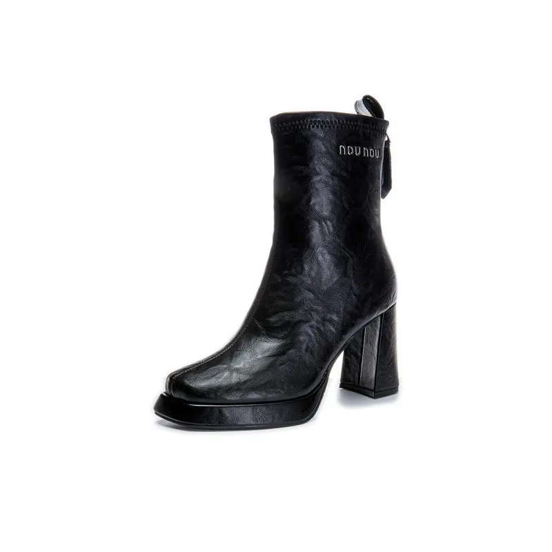POOQ Ankle Boots Women's Black/Brown-6