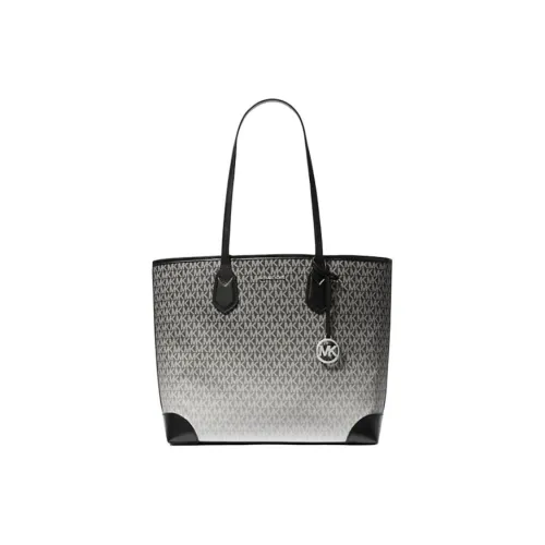 MICHAEL KORS Eva Coated Canvas Tote Bag Shopping Bag Shoulder Bags Large Size Women's Black