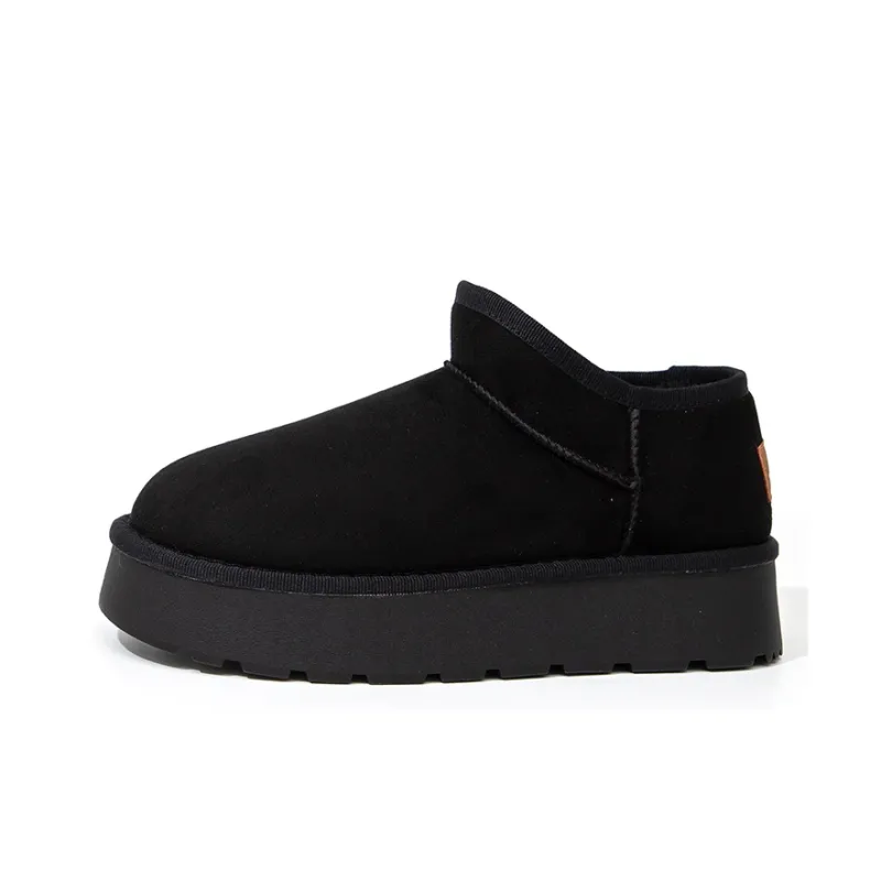 Feiyue Abrasion Resistant Slip Resistant Short Snow Boots Women's Black-0