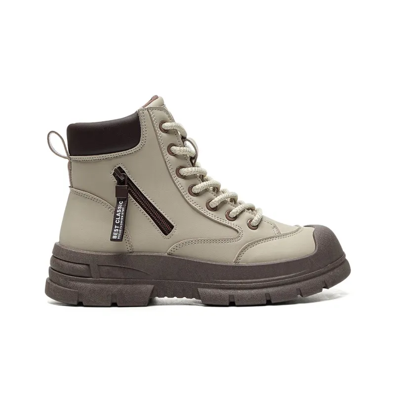RENBEN Short Martin Boot Women's Beige Brown-1