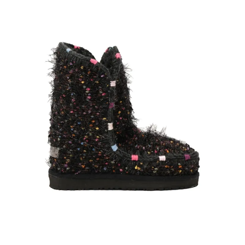 K.D.KENAZ Cloudy Mountain Collection Warm Slip Resistant Coverage Crew Snow Boots Women's Black-2