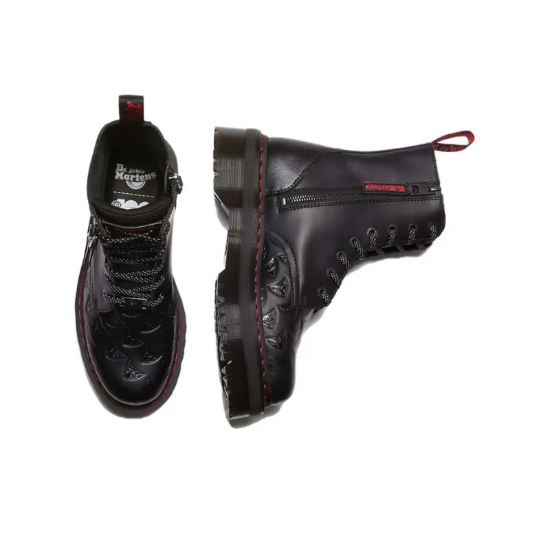 WARNER BROS. x Dr.Martens Jadonseries WB100 Short Martin Boot 5cm Unisex Black Red-4