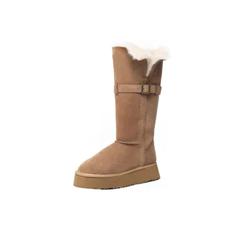 EEueeczs Knee High Snow Boots Women's Camel