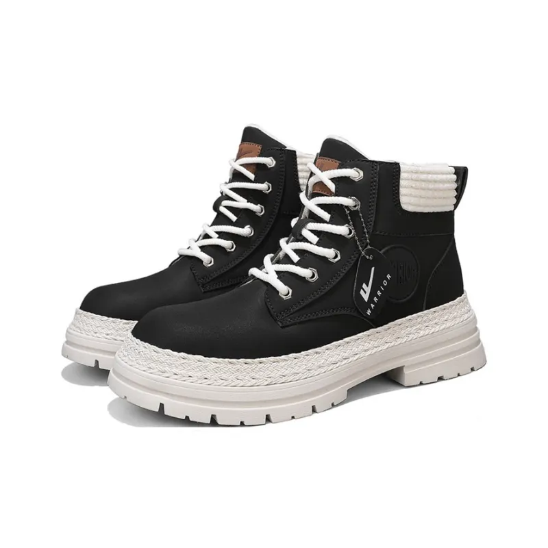 Warrior Warm Height Increasing Crew Snow Boots Men's Black Beige-2