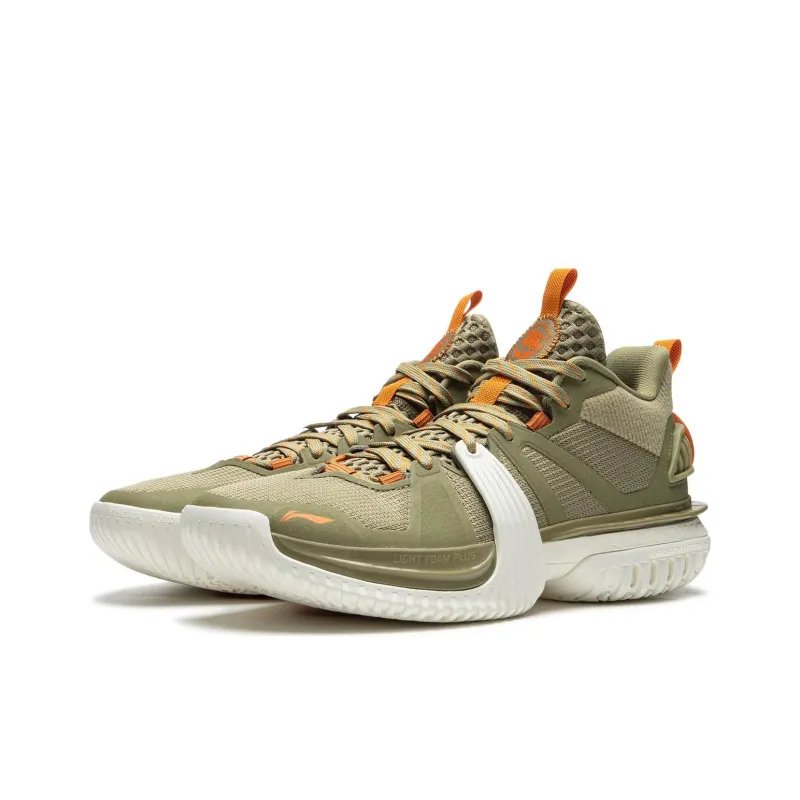 LiNing Storm 2024 WNTR Cushioned Slip Resistant High Top Basketball Shoes Men's White Green-2