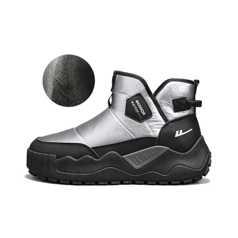 Warrior Thermal Slip Resistant Coverage Short Snow Boots Men's Silver Black-1
