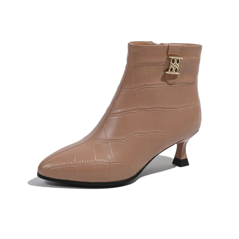 Mulinsen Ankle Boots 7.5CM Women's Brown-1