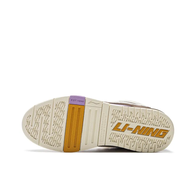 LiNing Wave Pro Anti Slip Wear Resistant Low Top Skateboard Shoes Women's White brown purple-5