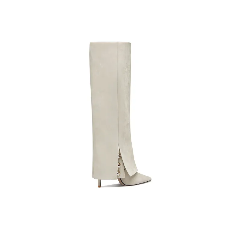 Lily Wei The Leg Lengthening Principle Knee-high Boots Women's Ecru-2