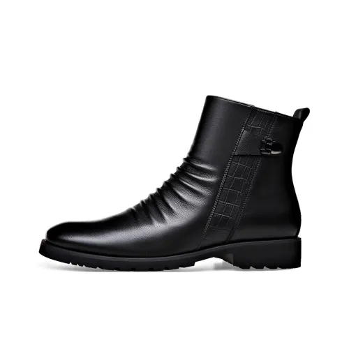 XIAOTOULANG Short Mid Calf Chelsea Boots Men's