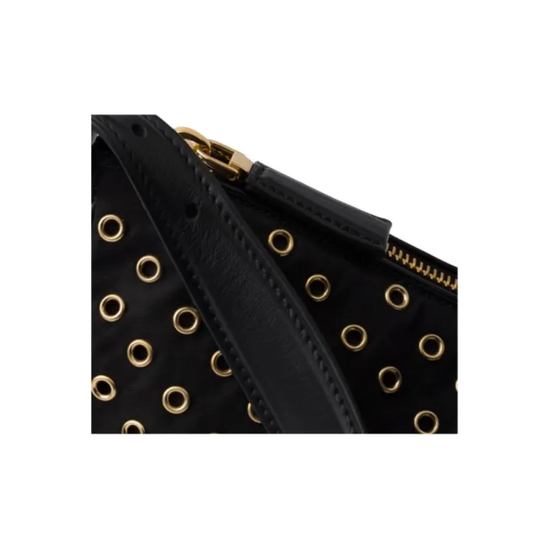 PRADA Nylon Handbag Shoulder Bag Large Size Women's Black-5