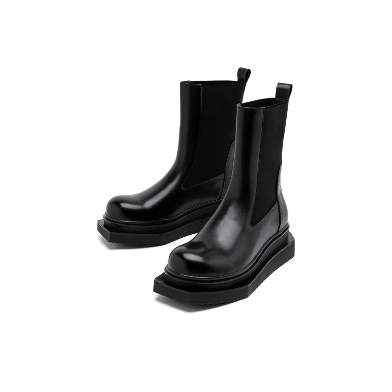 Chi Wolf Short Chelsea Boots Men's Black-1